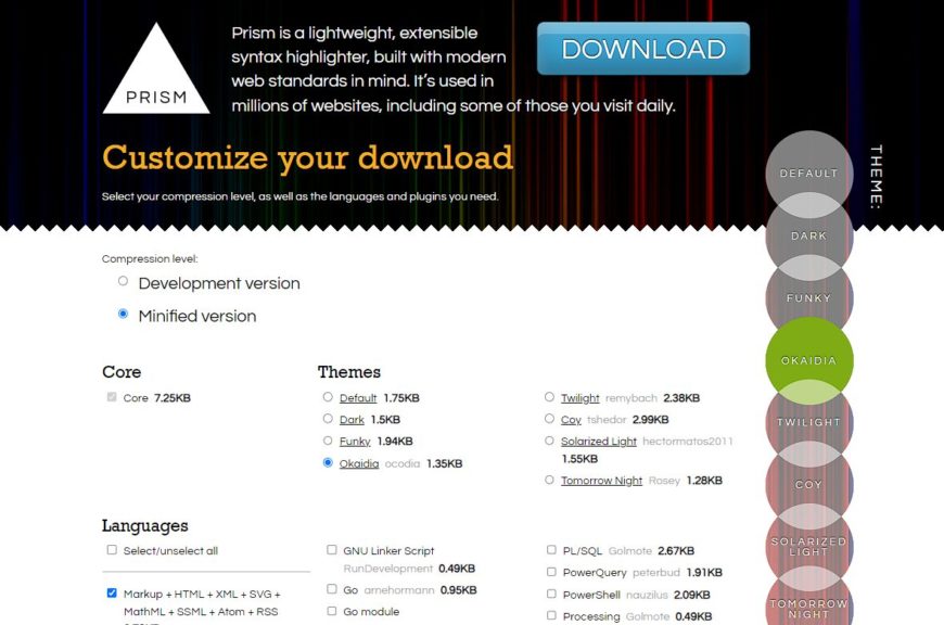 Customize your download prism