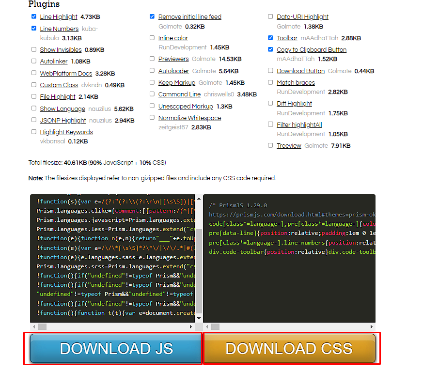 Скачиваем JS и CSS Prism