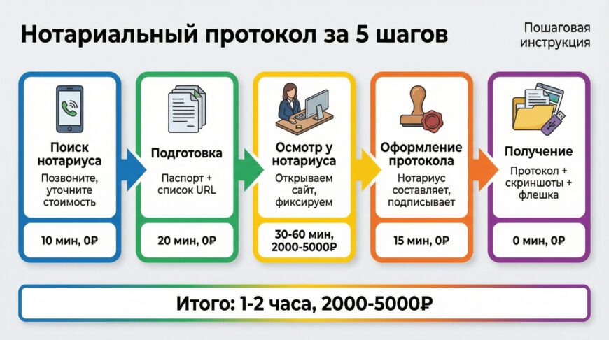 этапы получения нотариального протокола