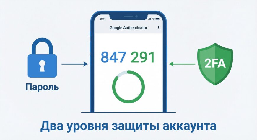 Инфографика двухфакторной аутентификации